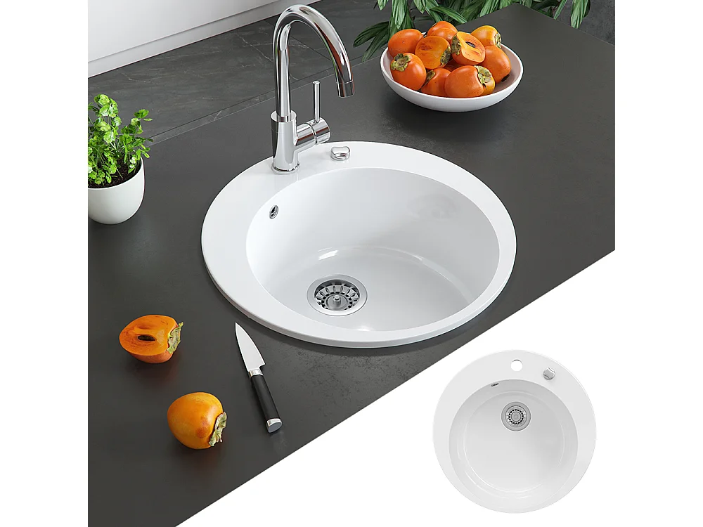 Évier blanc 50.5x50.5x19 valencia