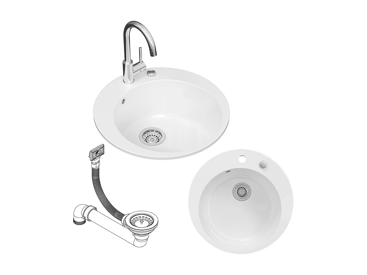 Évier blanc 50.5x50.5x19 valencia