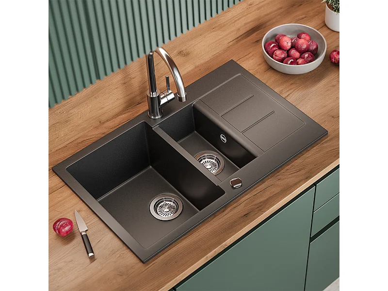 Spülbecken schwarz 80x50x20 seattle