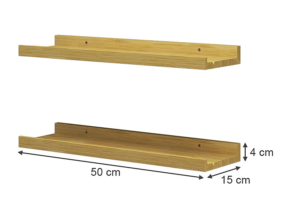 Estantería de pared madera natural 50x15x4 linus