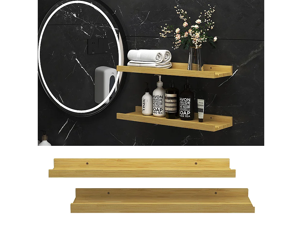 Étagère murale naturel bois 50x15x4 linus