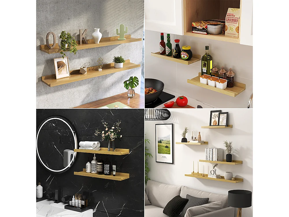 Étagère murale naturel bois 50x15x4 linus