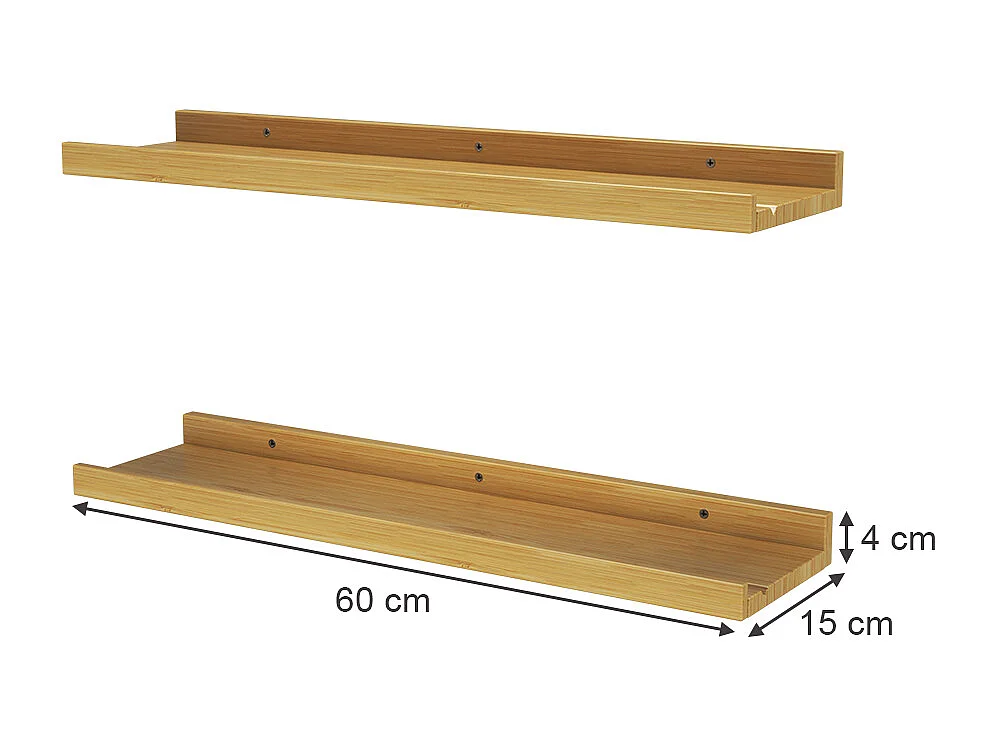 Estantería de pared madera natural 60x15x4 linus
