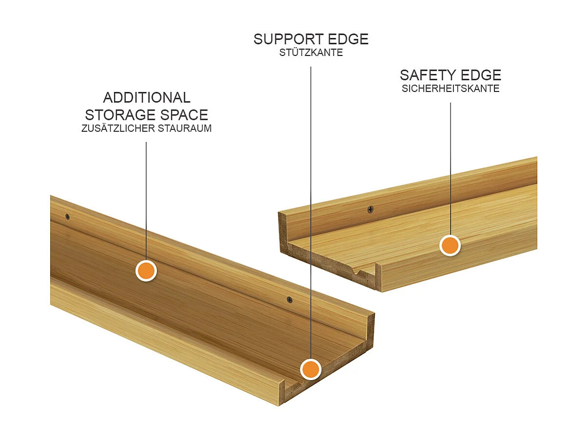 Estantería de pared madera natural 60x15x4 linus