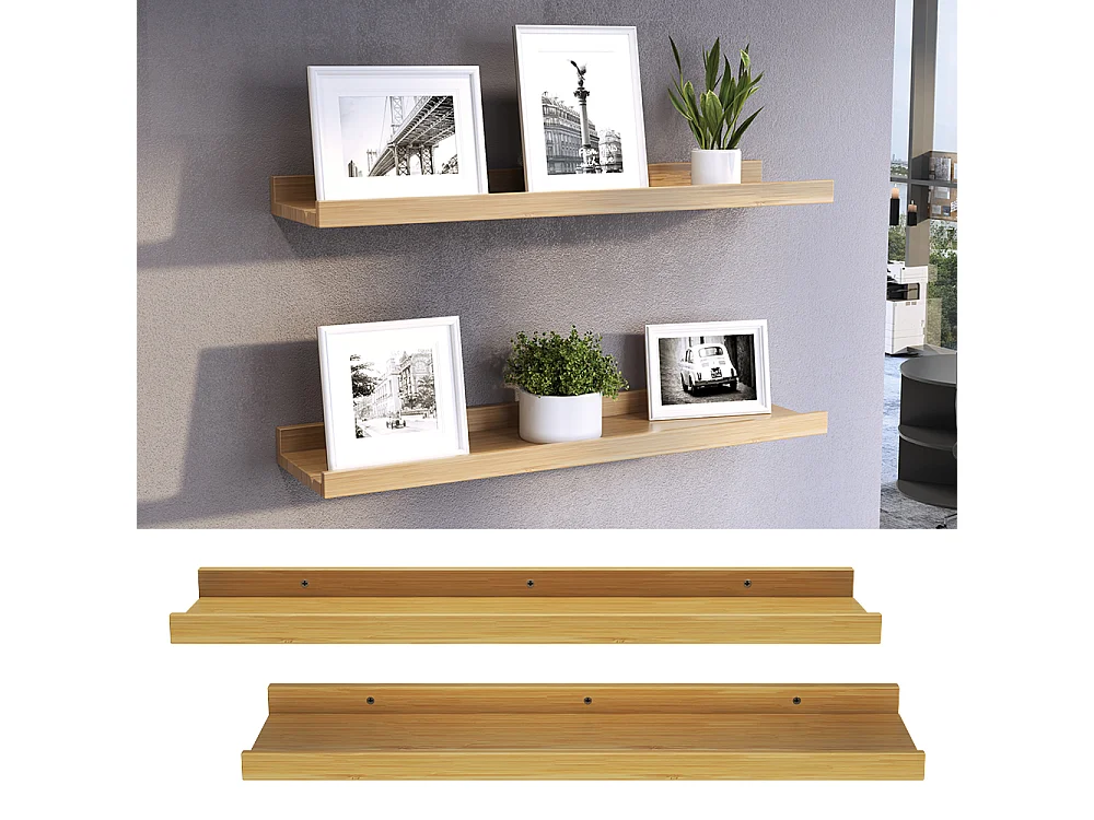 Étagère murale naturel bois 60x15x4 linus