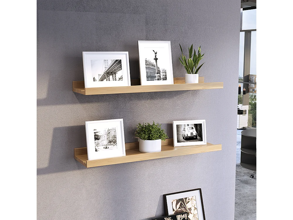 Étagère murale naturel bois 60x15x4 linus