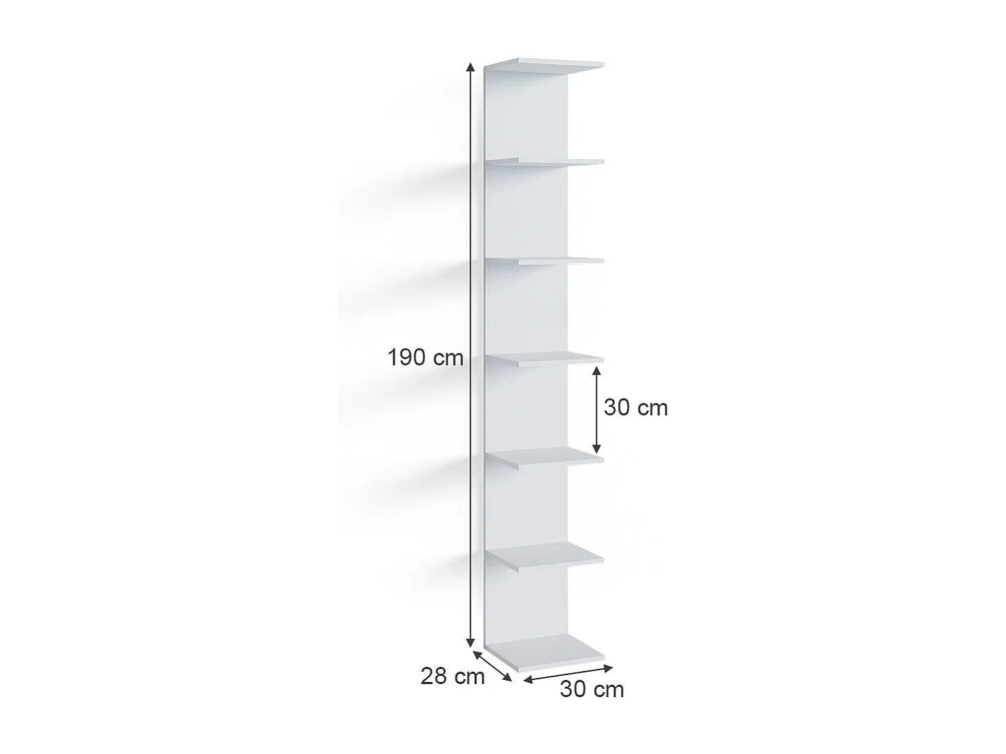 Estante de pared blanco 30x28x190 paolo