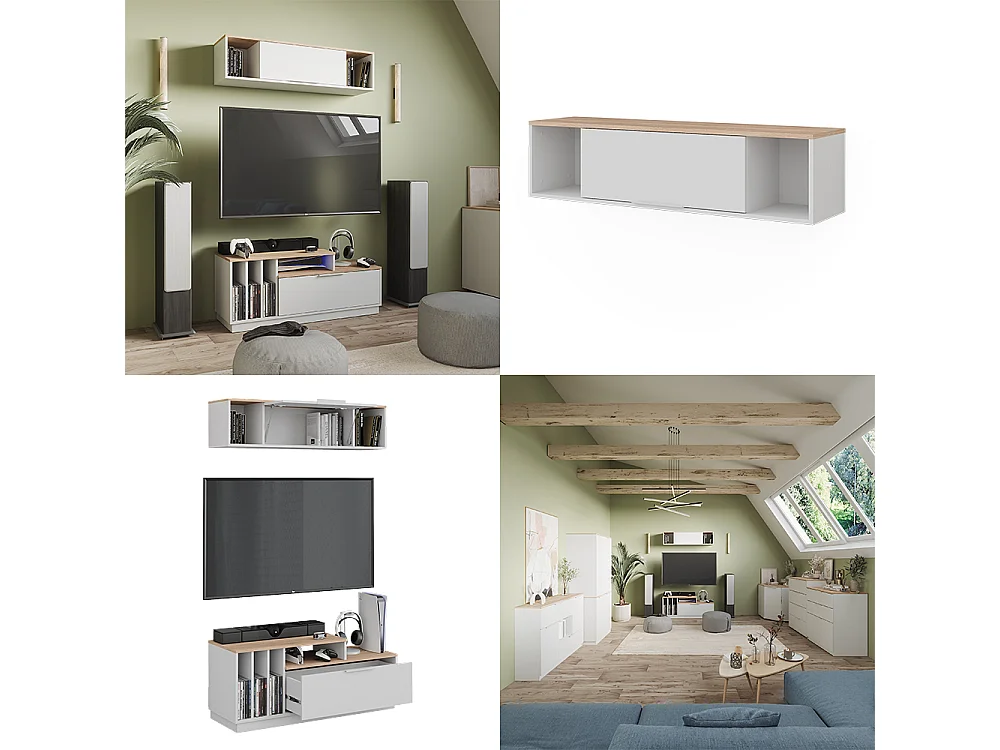 Étagère murale blanc/sonoma 120x30x30 betti