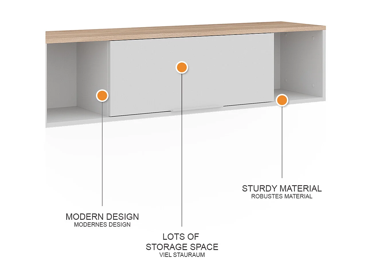 Étagère murale blanc/sonoma 120x30x30 betti