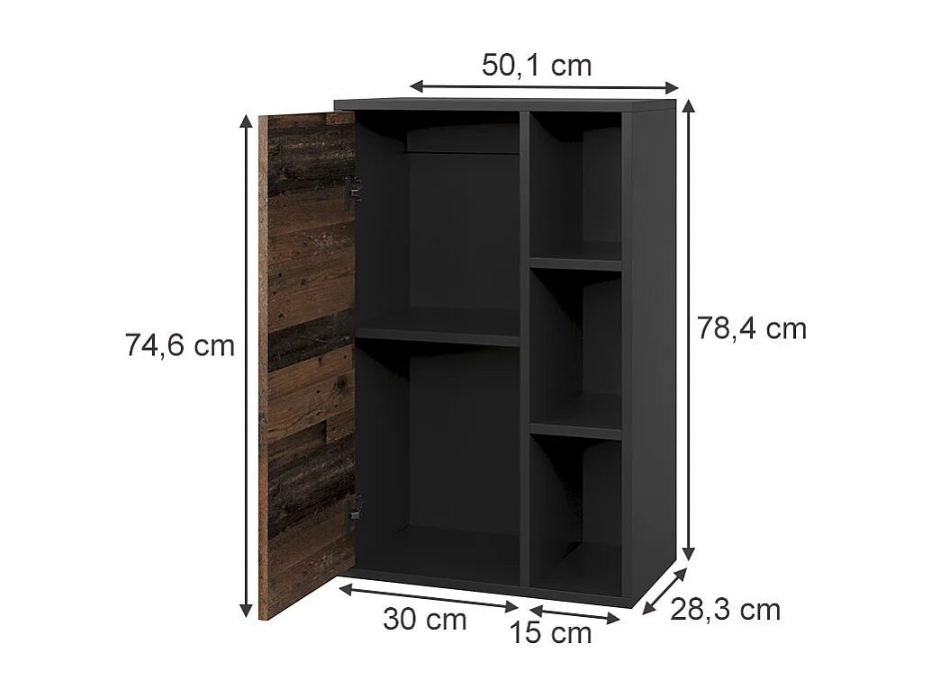 Etagère noir/ancien style 50.1x28.3x78.4 berno