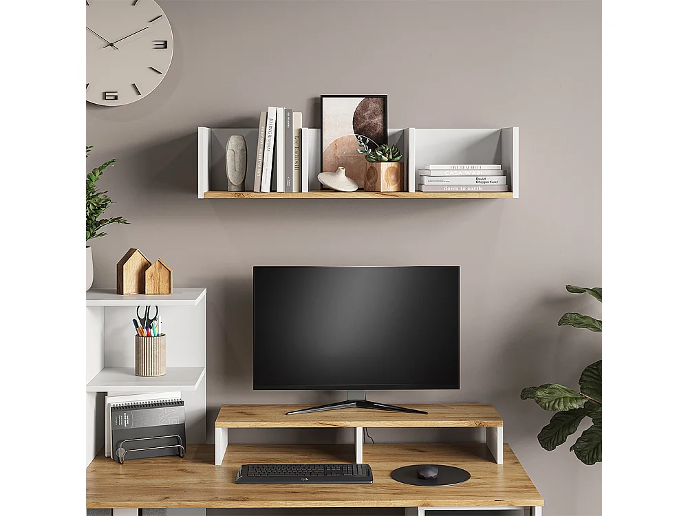 Étagère murale chêne blanc/force de lor 90x24x20 tomy