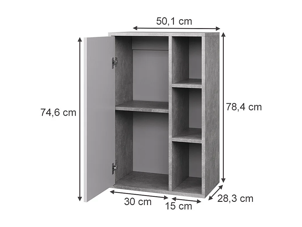 Etagère béton/blanc 50.1x28.3x78.4 berno