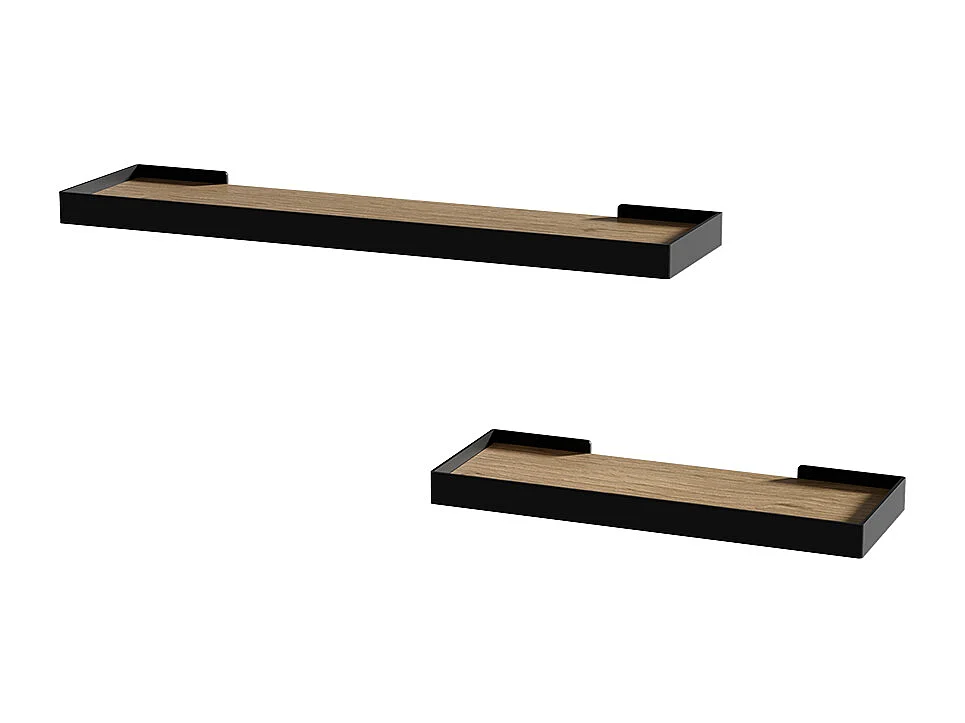 Muurplank zwart/eiken 60x15x3 erni