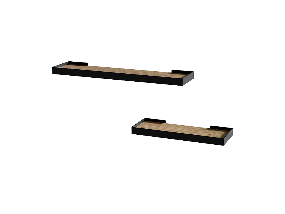 étagère murale noir/chêne 60x15x3 erni