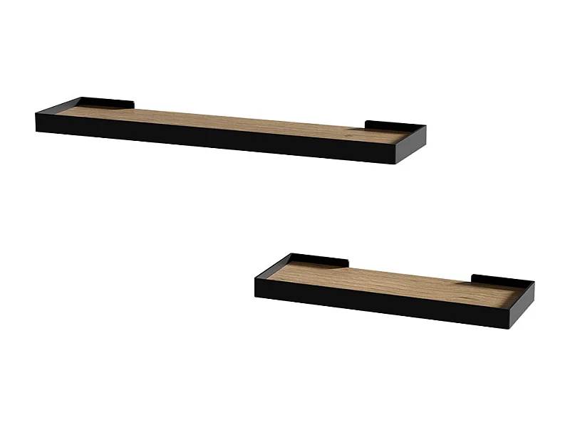 Muurplank zwart/eiken 60x15x3 erni