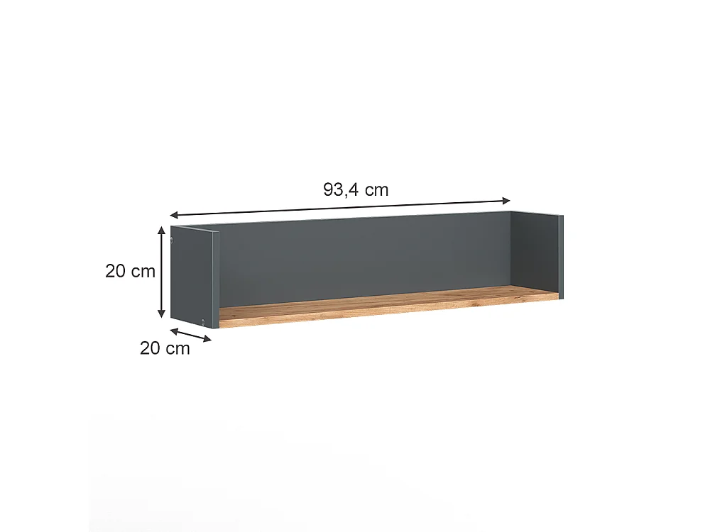 Étagère murale anthracite/chêne doré 93.4x20x20 viktor