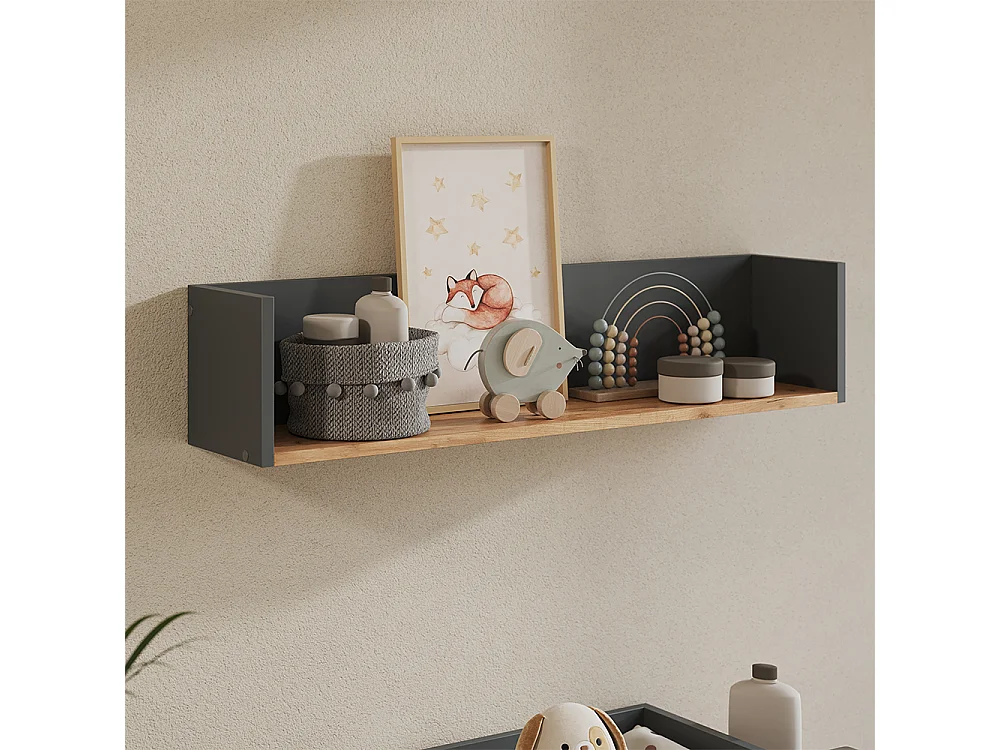 Étagère murale anthracite/chêne doré 93.4x20x20 viktor