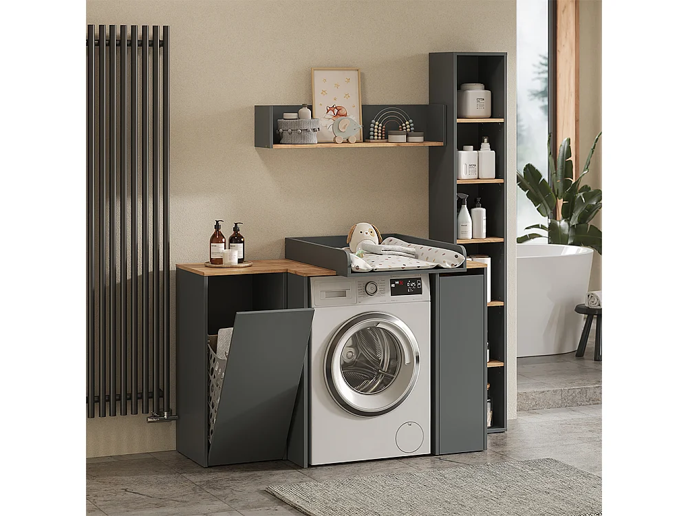 Étagère murale anthracite/chêne doré 93.4x20x20 viktor