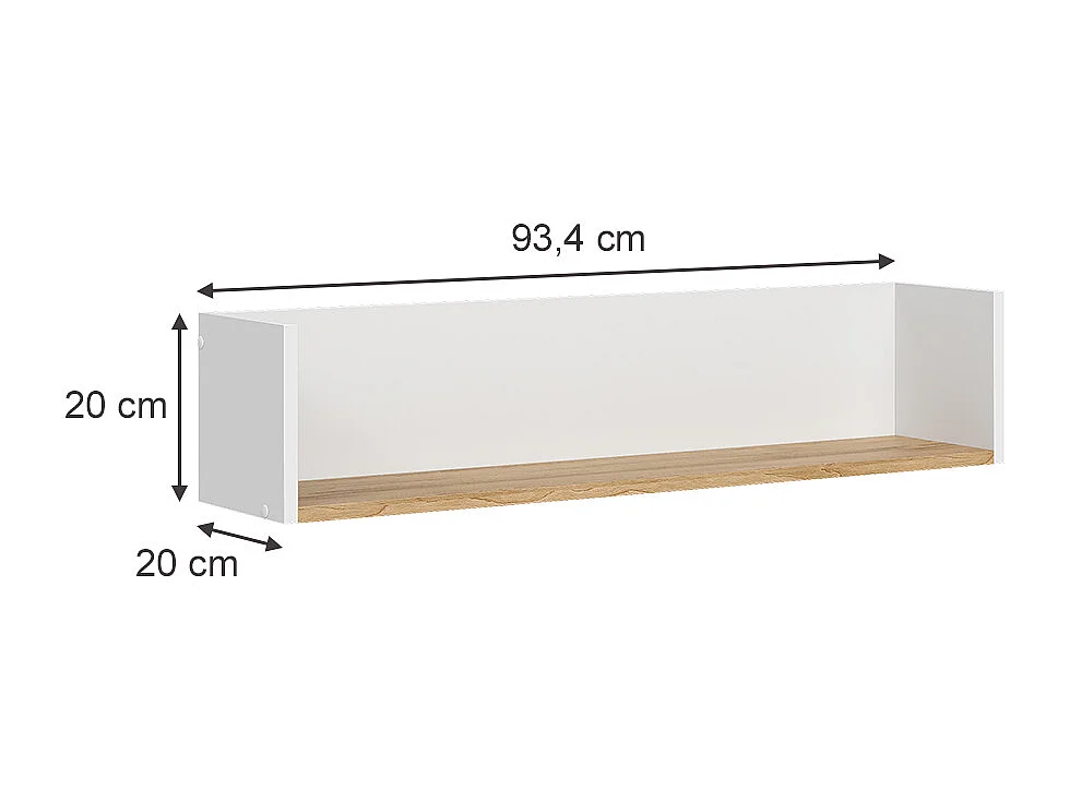 Etagère blanc/artisan 93.4x20x20 viktor