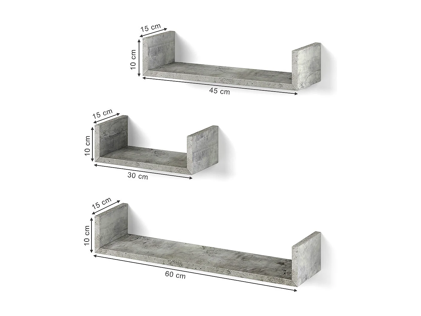 Étagère béton 60x15x10