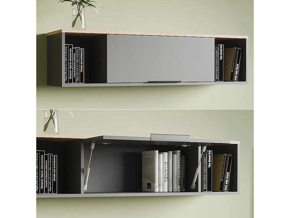 Étagère murale anthracite/sonoma 120x30x30 betti