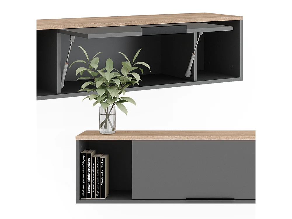 Étagère murale anthracite/sonoma 120x30x30 betti