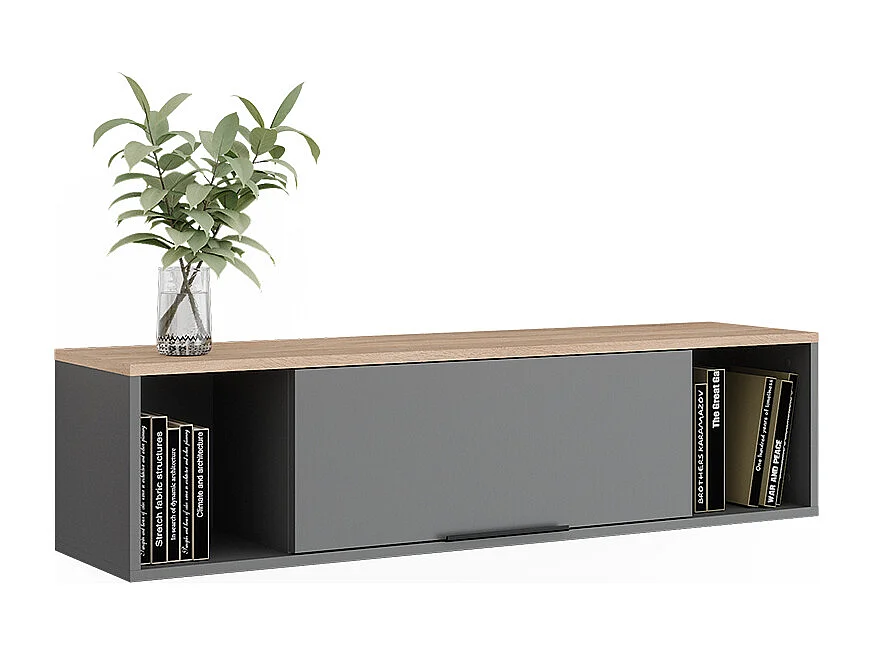 Étagère murale anthracite/sonoma 120x30x30 betti