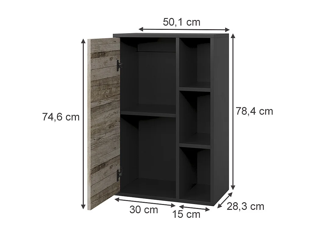 Etagère noir/chêne sable 50.1x28.3x78.4 berno