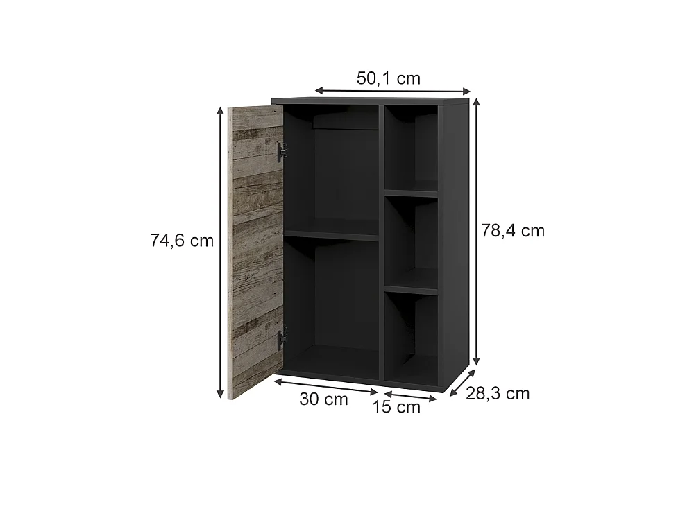 Etagère noir/chêne sable 50.1x28.3x78.4 berno