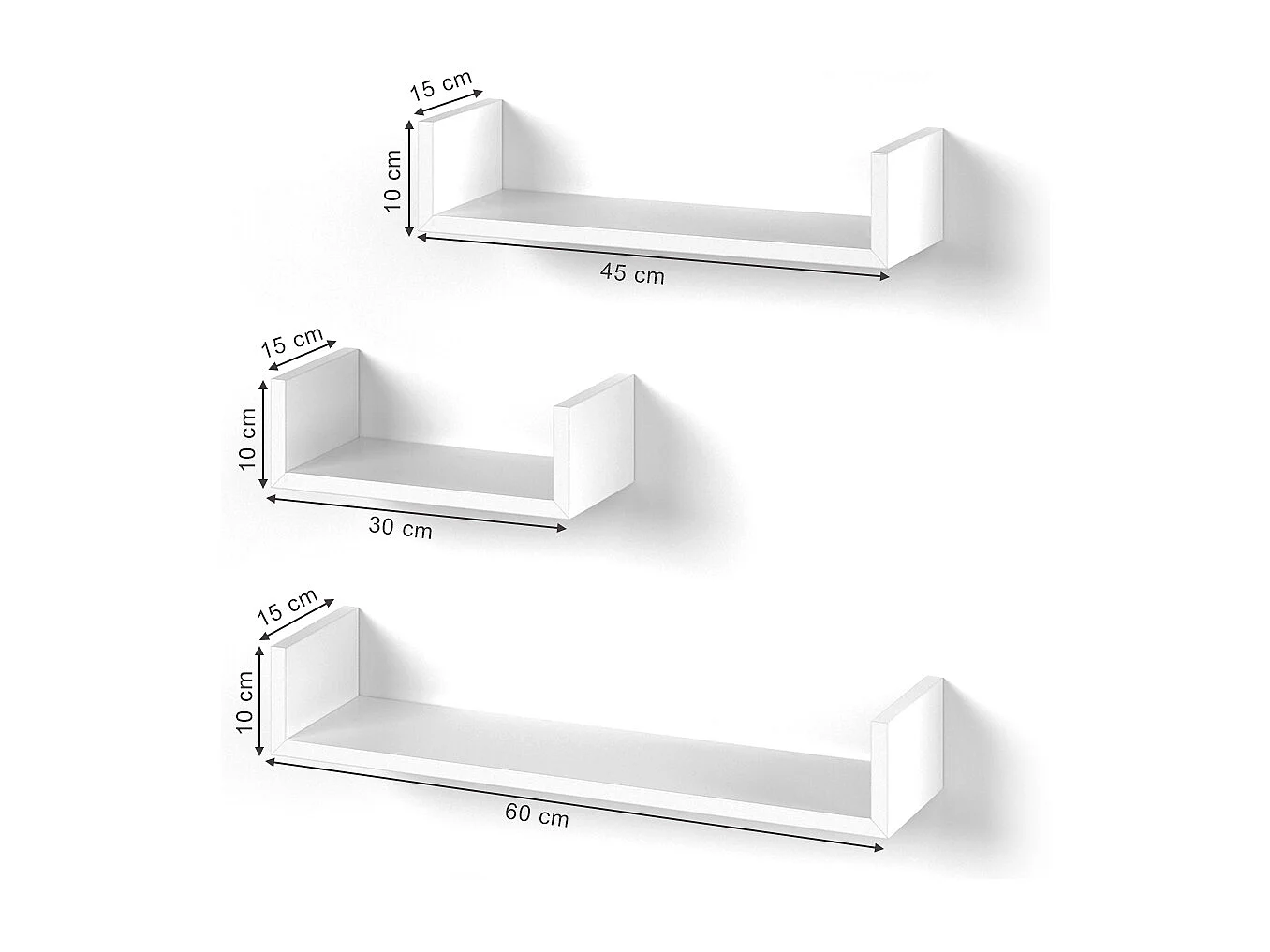 Étagère blanc 60x15x10