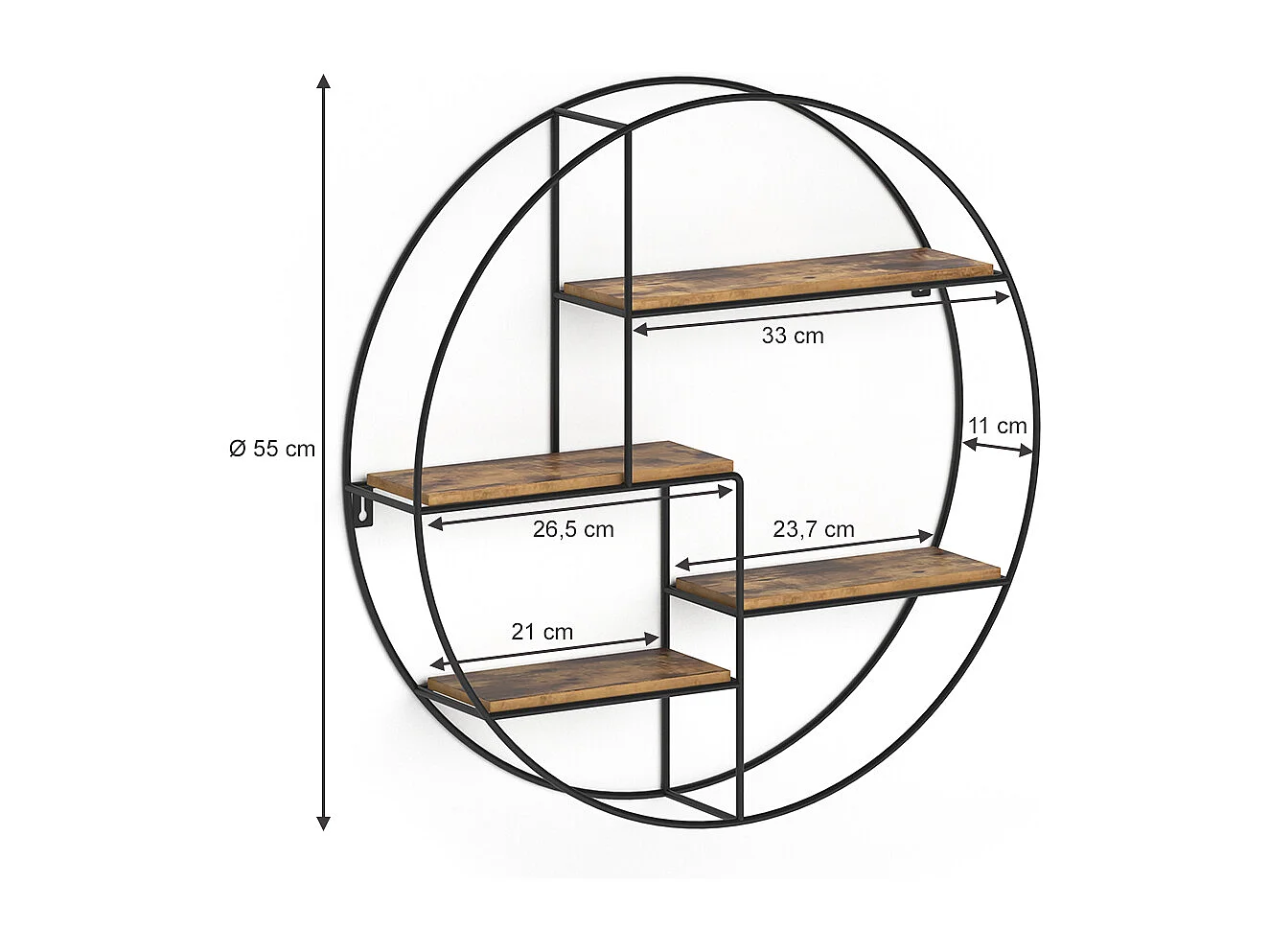 Libreria da parete legno antico 55x11x55 fyrk