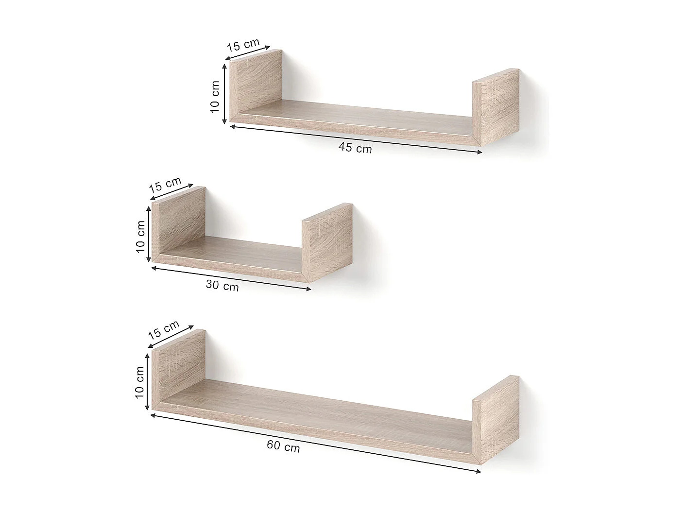Étagère murale sonoma 60x15x10