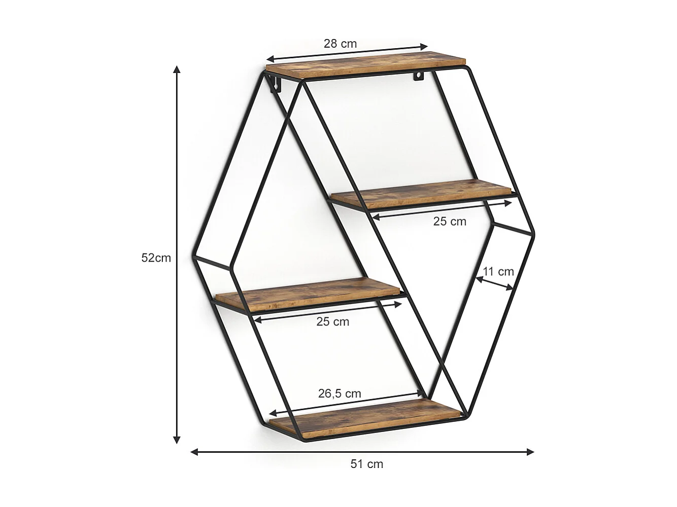Étagère bois antique 51x11x52 fyrk