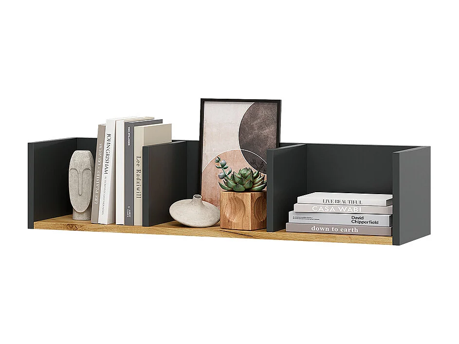 Étagère murale anthracite/chêne doré 90x24x20 tomy