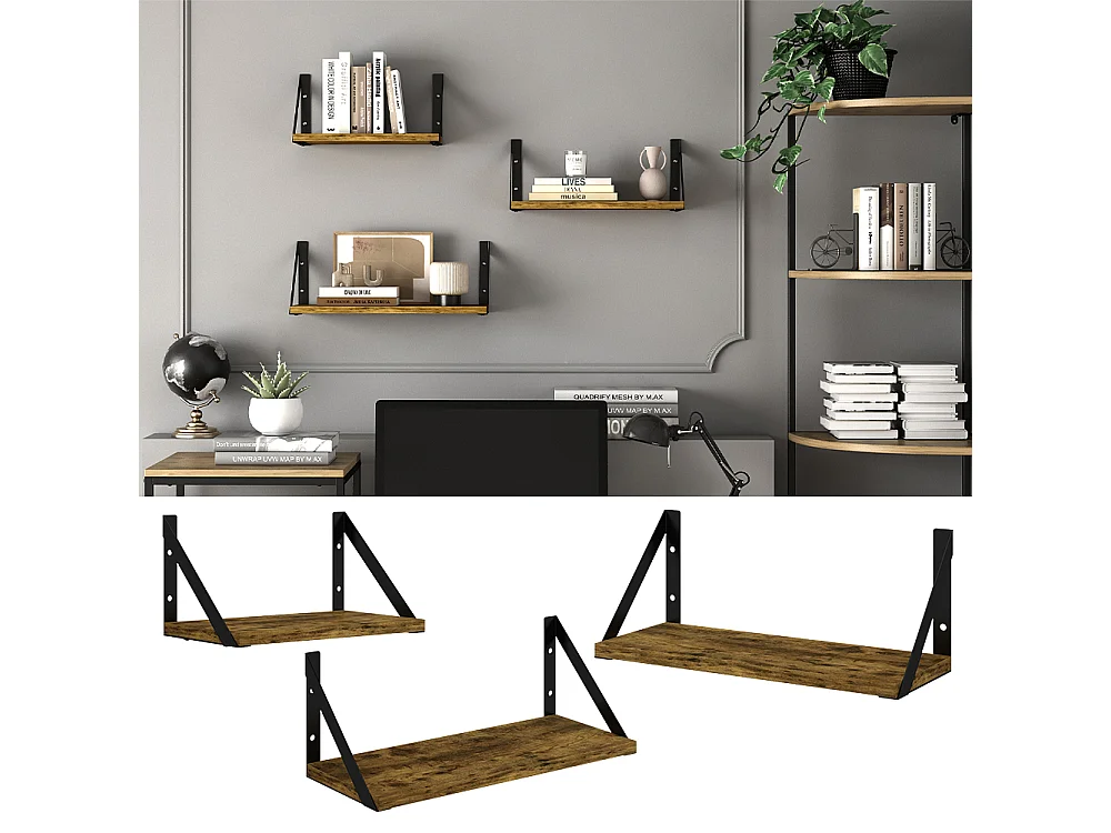 Étagère murale chêne rustique 40x15x12 fyrk