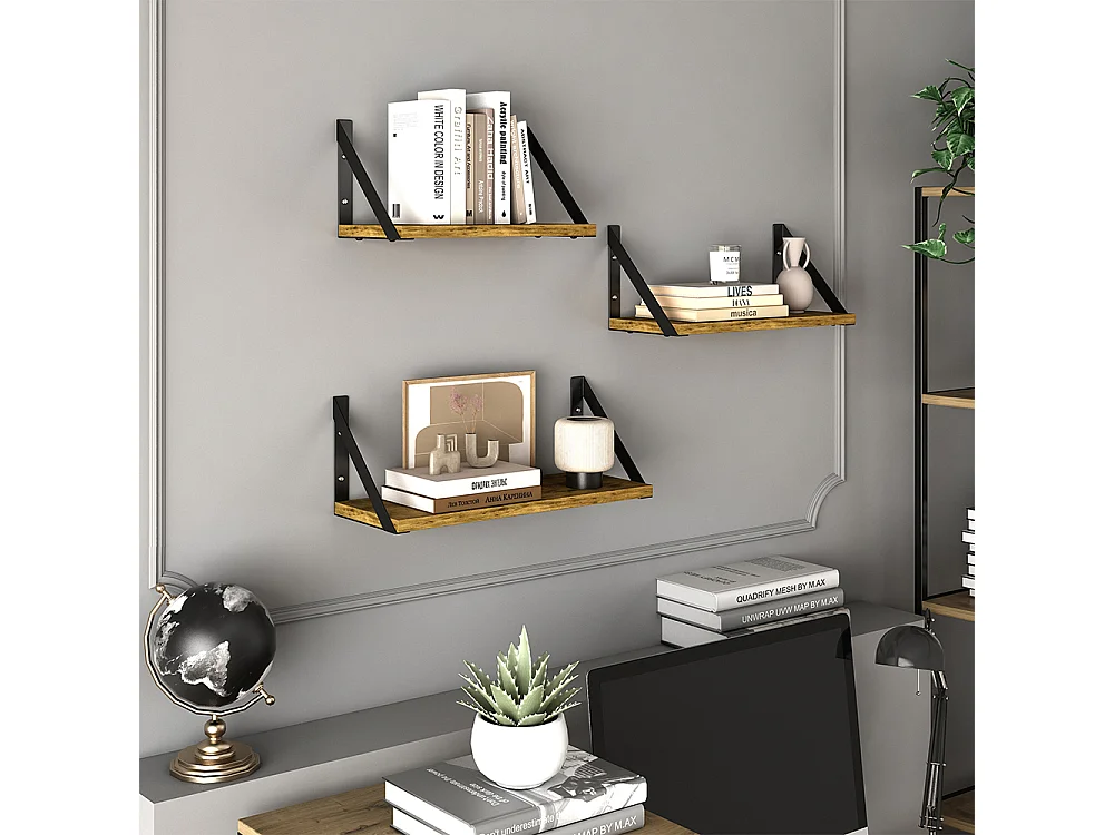 Étagère murale chêne rustique 40x15x12 fyrk