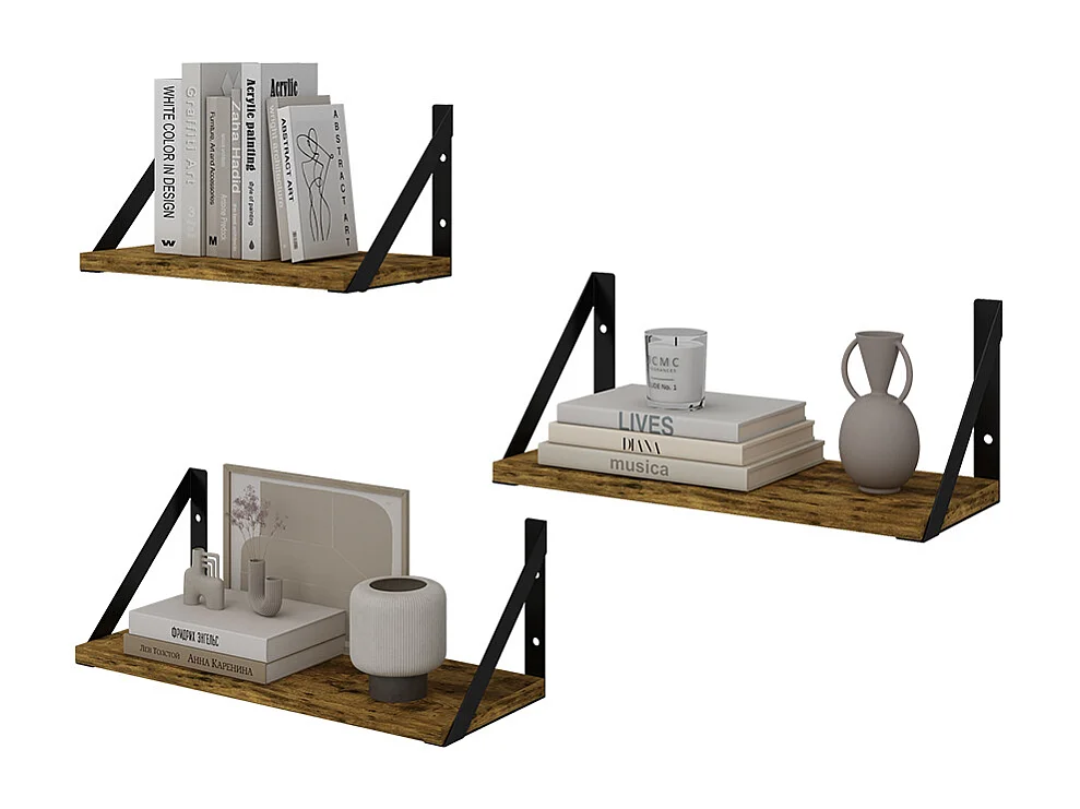 Étagère murale chêne rustique 40x15x12 fyrk