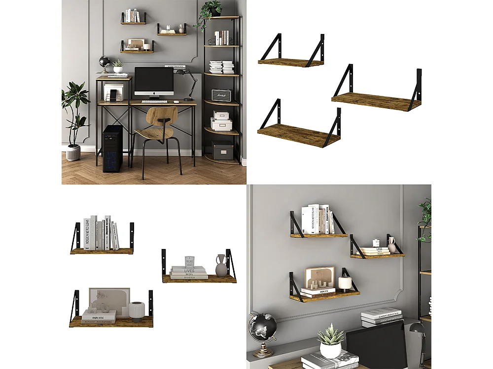 Étagère murale chêne rustique 40x15x12 fyrk