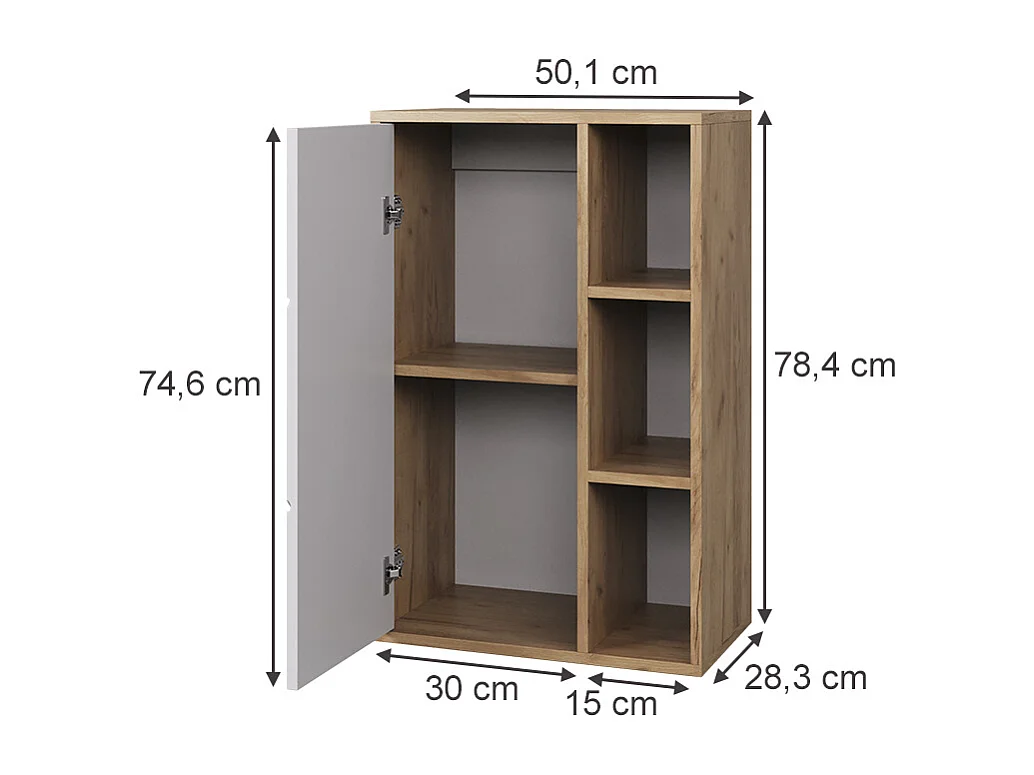 Etagère chêne doré/blanc 50.1x28.3x78.4 berno