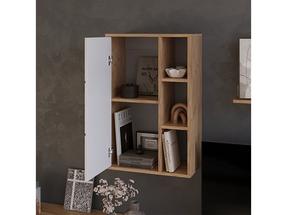 Etagère chêne doré/blanc 50.1x28.3x78.4 berno