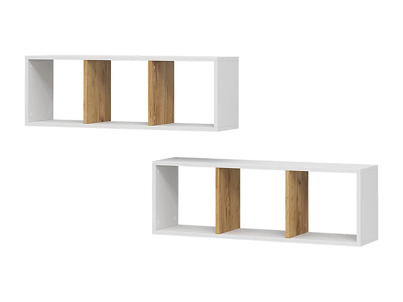 Estantería de pared roble blanco/dorado 90x22x30 tomy