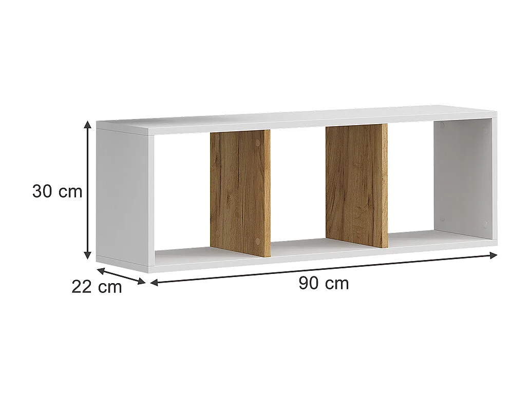Étagère murale chêne blanc/force de lor 90x22x30 tomy