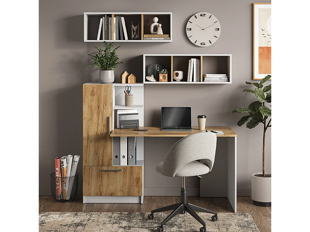 Étagère murale chêne blanc/force de lor 90x22x30 tomy