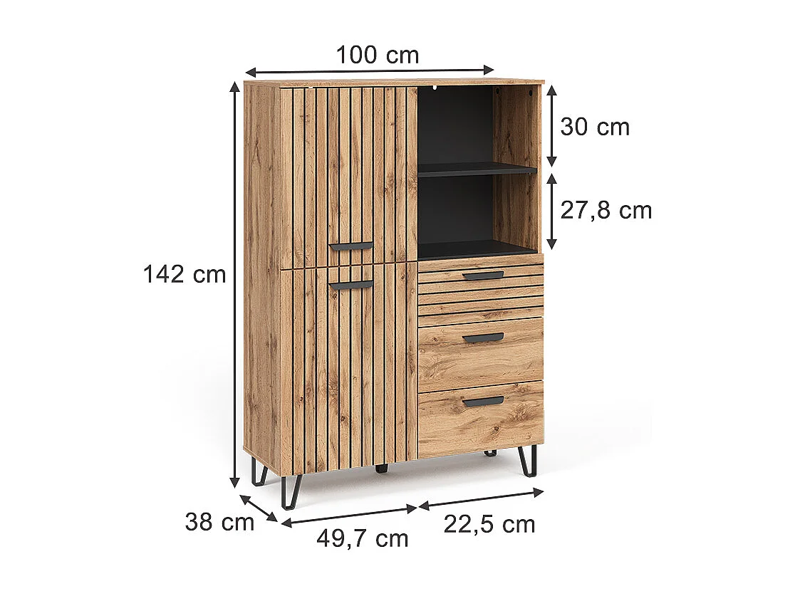 Coat rack oak wotan 100x38x142 amber