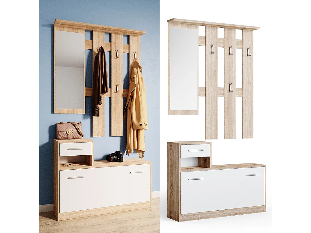 Armadio da ingresso bianco/sonoma 25x100x191 billy