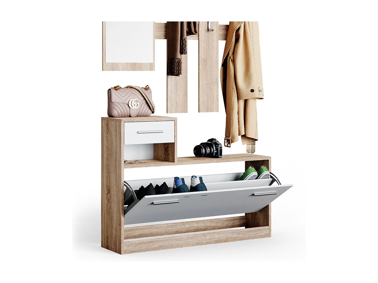 Vestiaire blanc/sonoma 25x100x191 billy