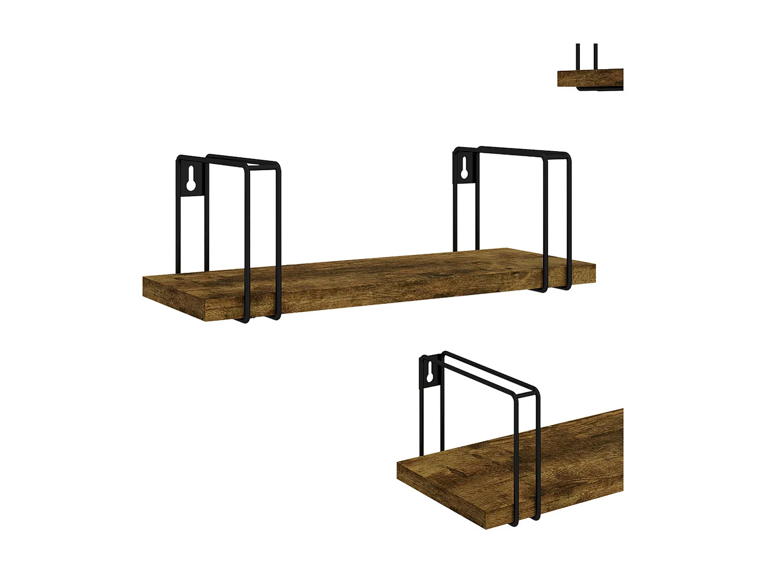 Étagère murale bois antique 43x12.8x10.8 fyrk