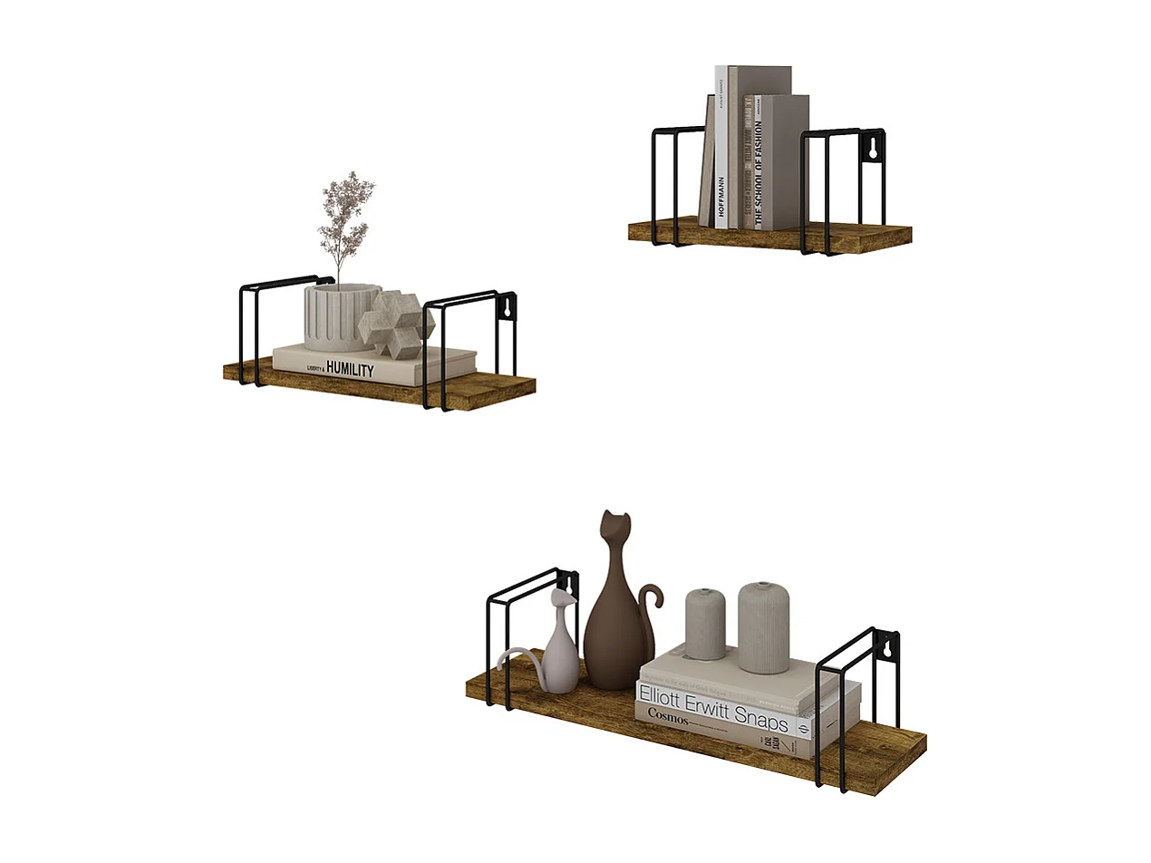 Étagère murale bois antique 43x12.8x10.8 fyrk