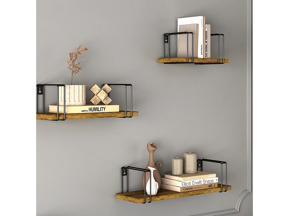 Étagère murale bois antique 43x12.8x10.8 fyrk