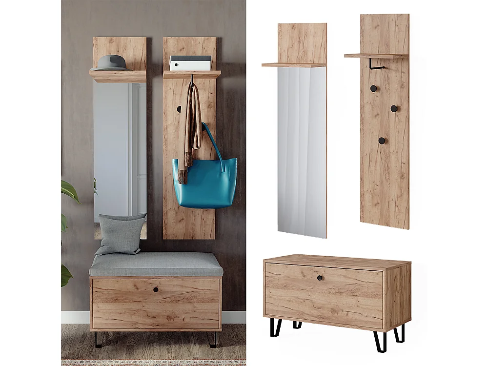 Ensemble vestiaire chêne de force doré 36x21.6x135 siri